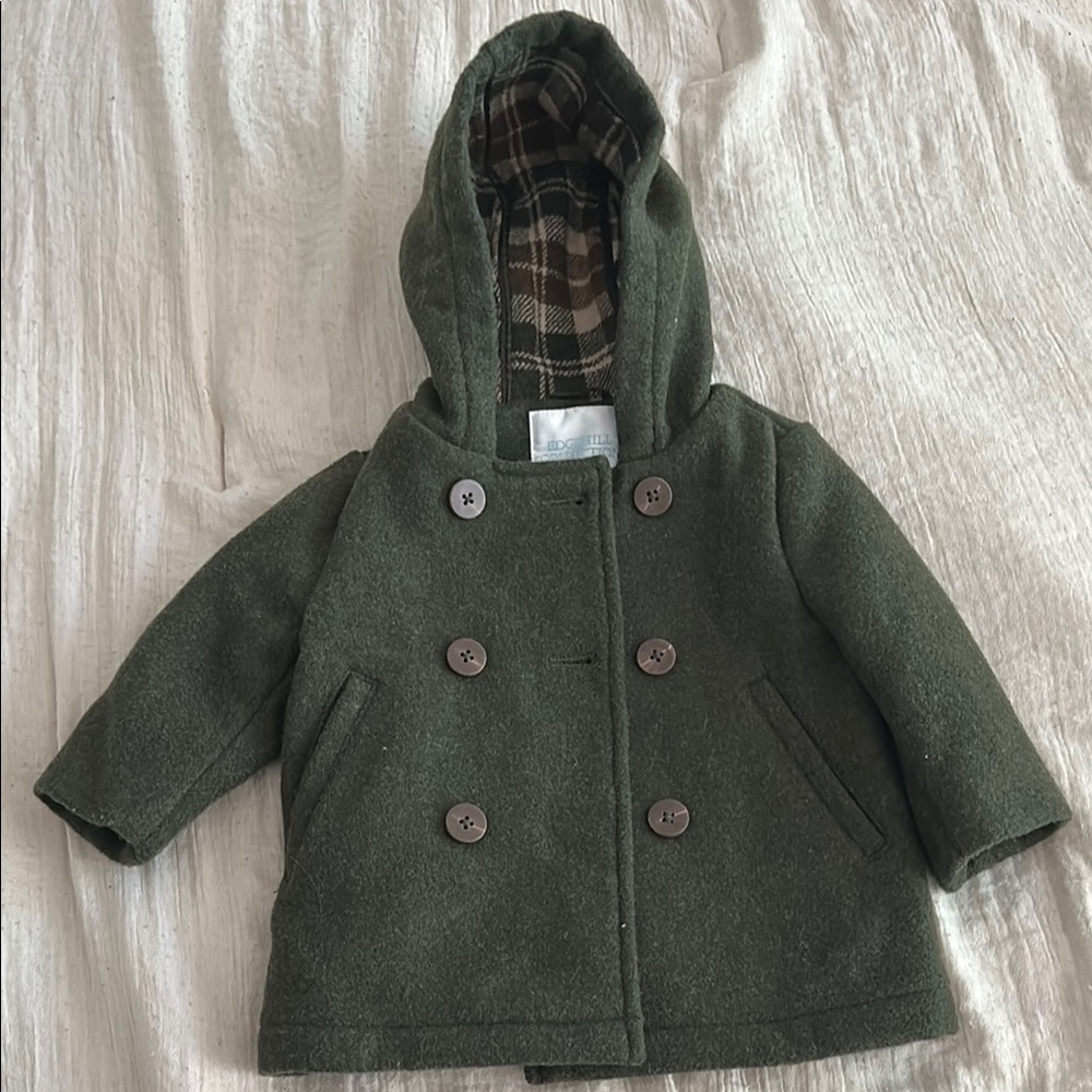 Edgehill Collection Green Pea Coat with Hood